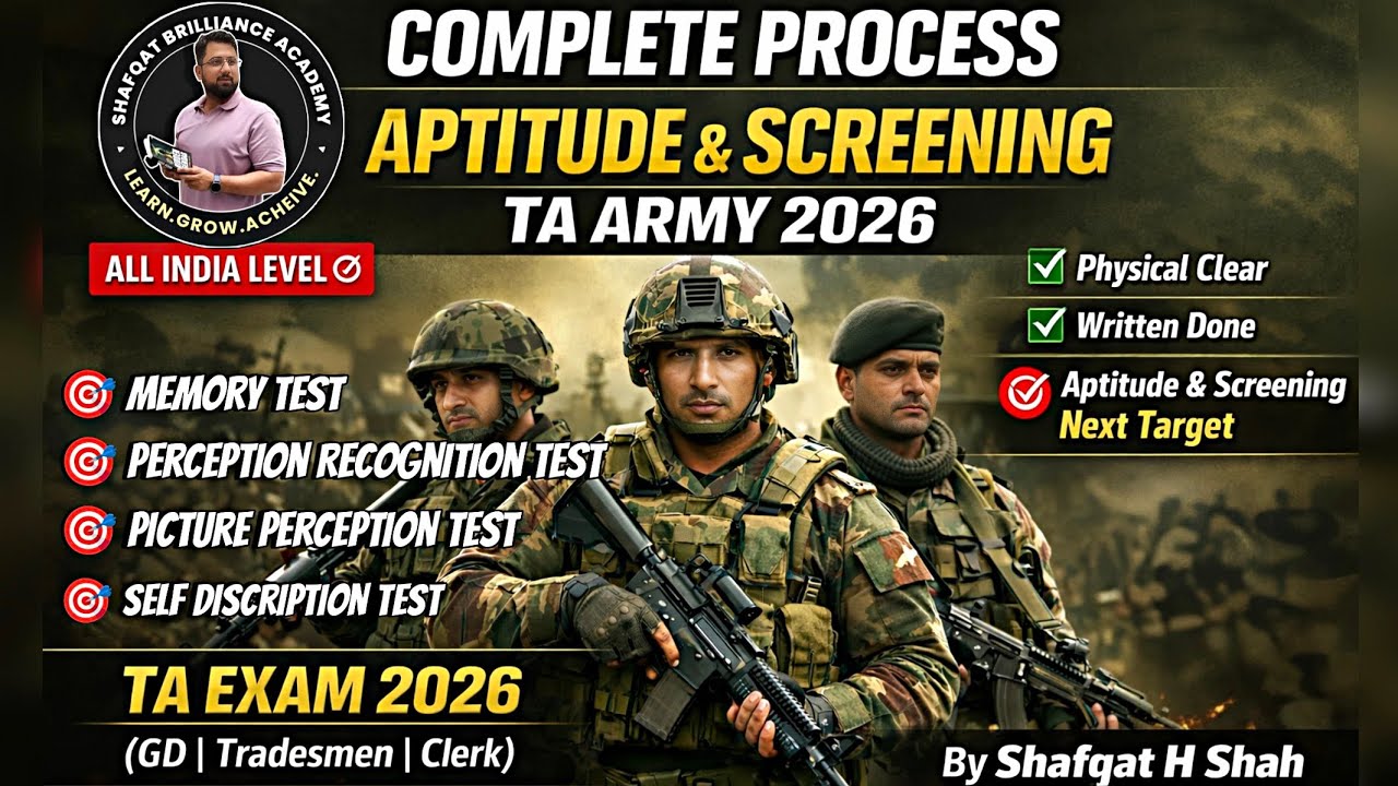 Aptitude & Screening Test 🎯| Complete Process & Strategy | For #TAArmy 2026 | By S H Shah