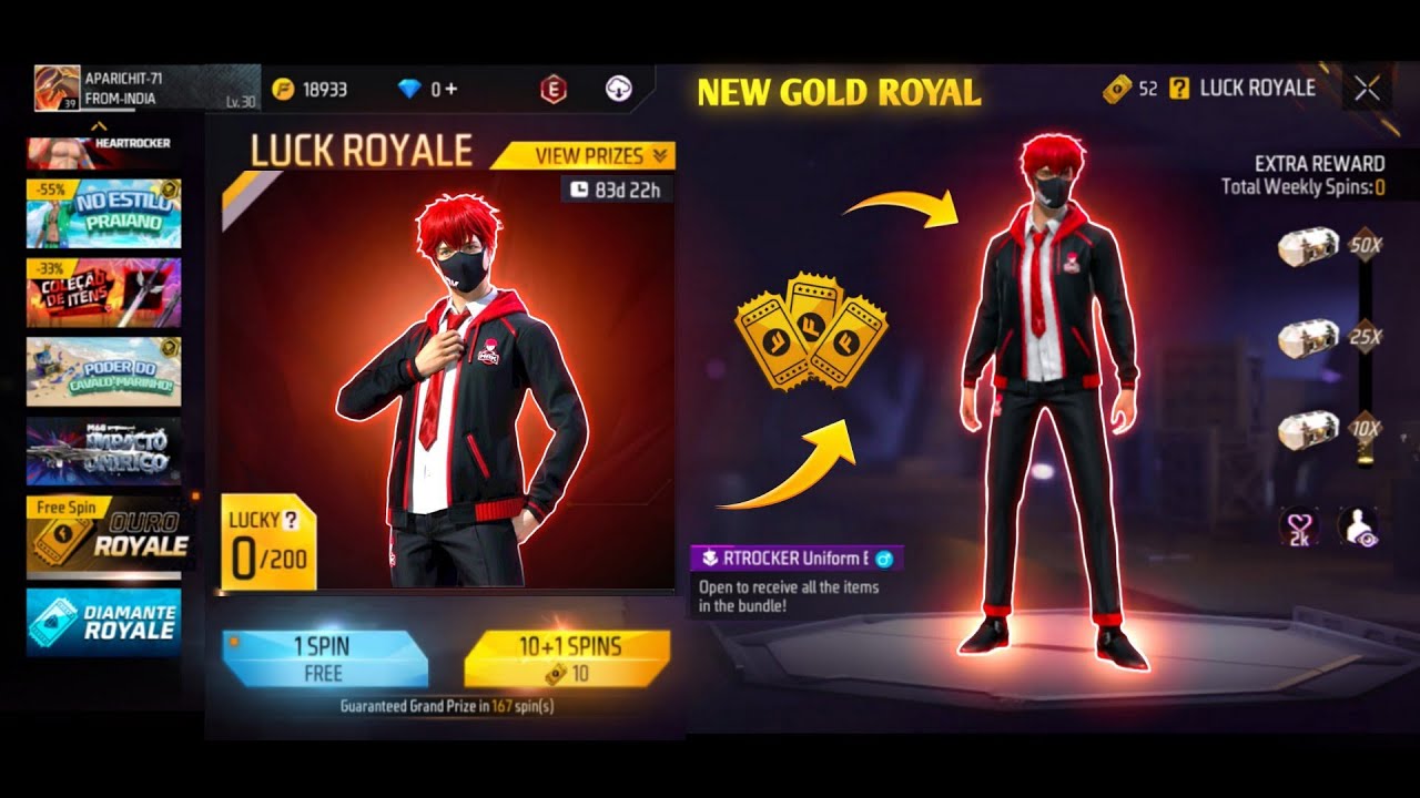 Free Fire New Gold Royal Bundle Upcoming New Gold Royal Bundle update 