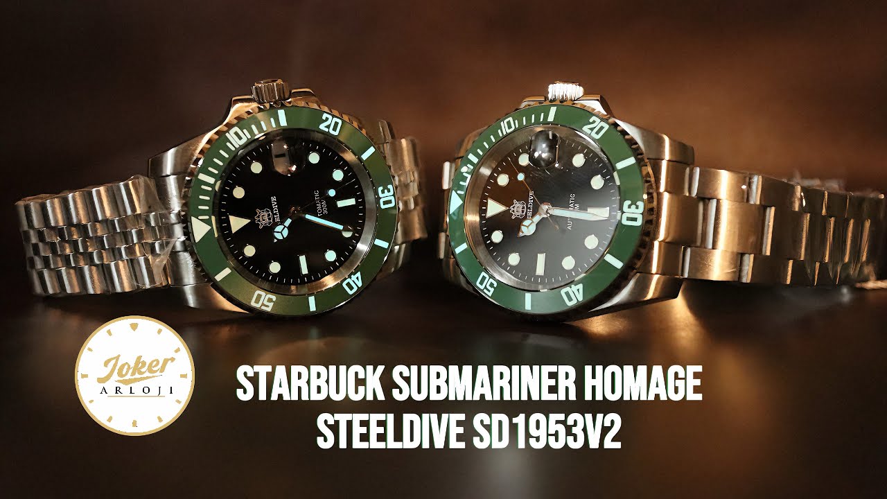 Submariner Strabucks Homage watch STEELDIVE SD1953 V2