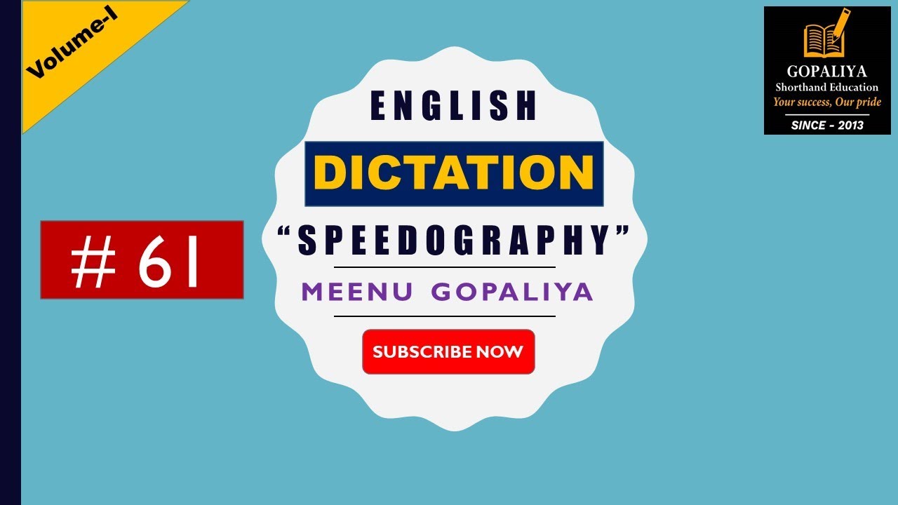 Speedography English Dictation Exercise 61 | 80 WPM | GD Bist