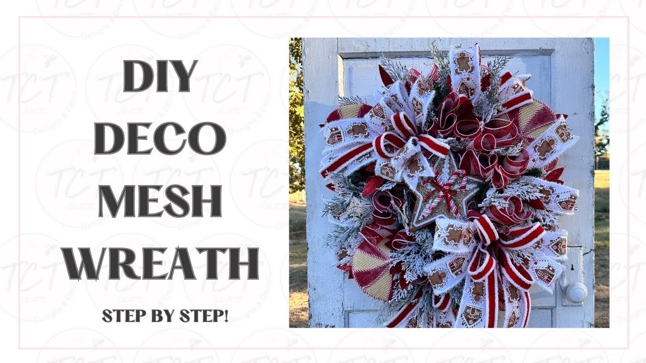 How to Make a Gingerbread-Themed Christmas Wreath | DIY Deco Mesh Holiday Wreath Tutorial