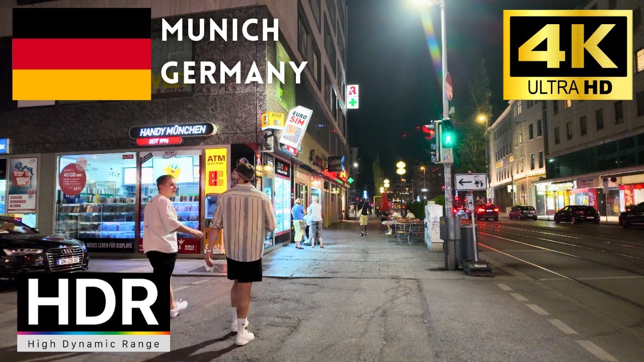 🇩🇪Munich 4k walk - Germany 4K Night Walking Tour｜4K 60fps
