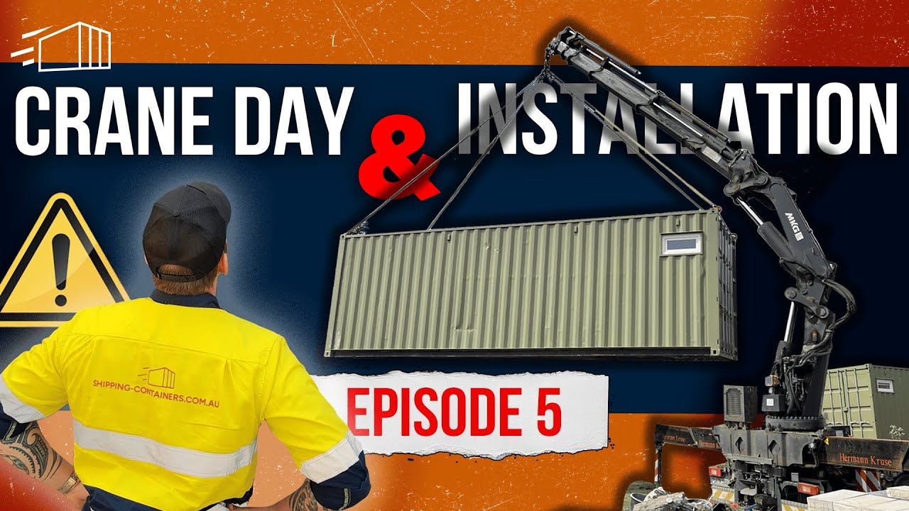 CRANE DAY: TURNING CONTAINERS INTO A REAL GARAGE - EPISODE 5