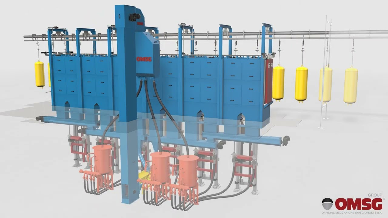 OMSG-CARLO BANFI shot blast machine type ISIB for for the blasting of the internal surface of boiler