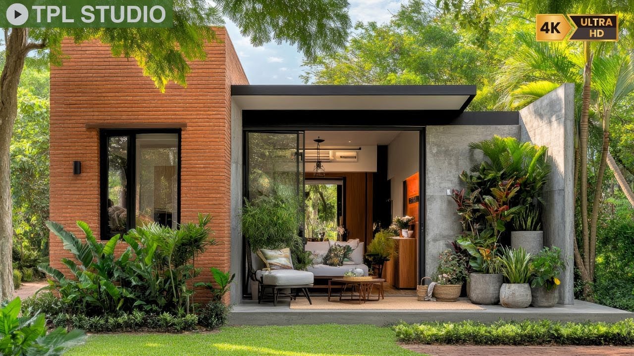 Build Your Dream L-Shaped Home with Brick, Concrete & a Tiny Tropical Garden Sanctuary