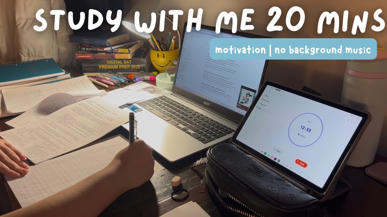study/review with me for 20 mins | no background music, no breaks, motivation