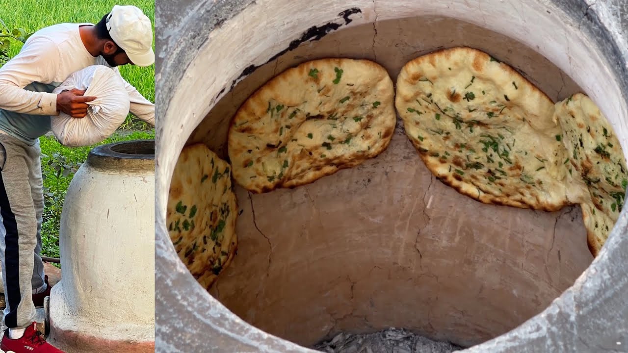 Baking Famous Tandoori Kulcha in Tandoor ! with Pindi Chhole Masala in Village ! with SUBTITLES