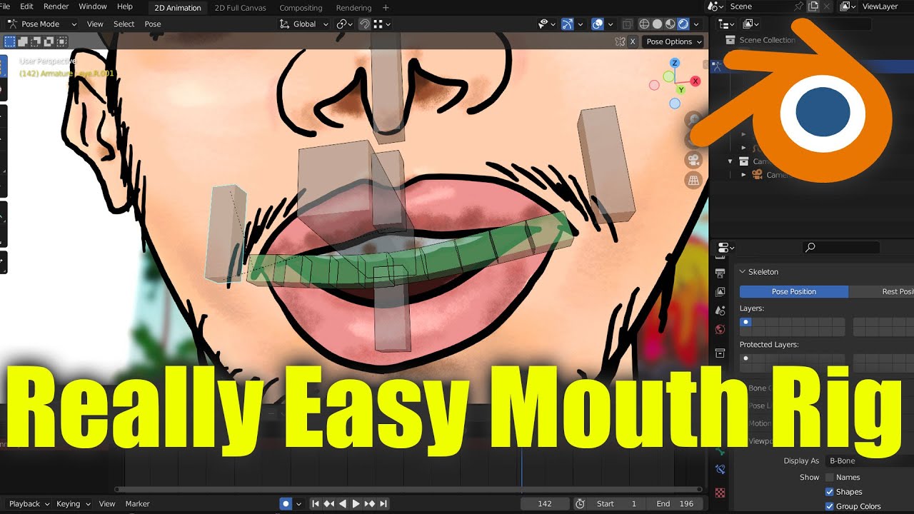 Really Simple Blender Grease Pencil Mouth Rig Tutorial - Blender 3.3