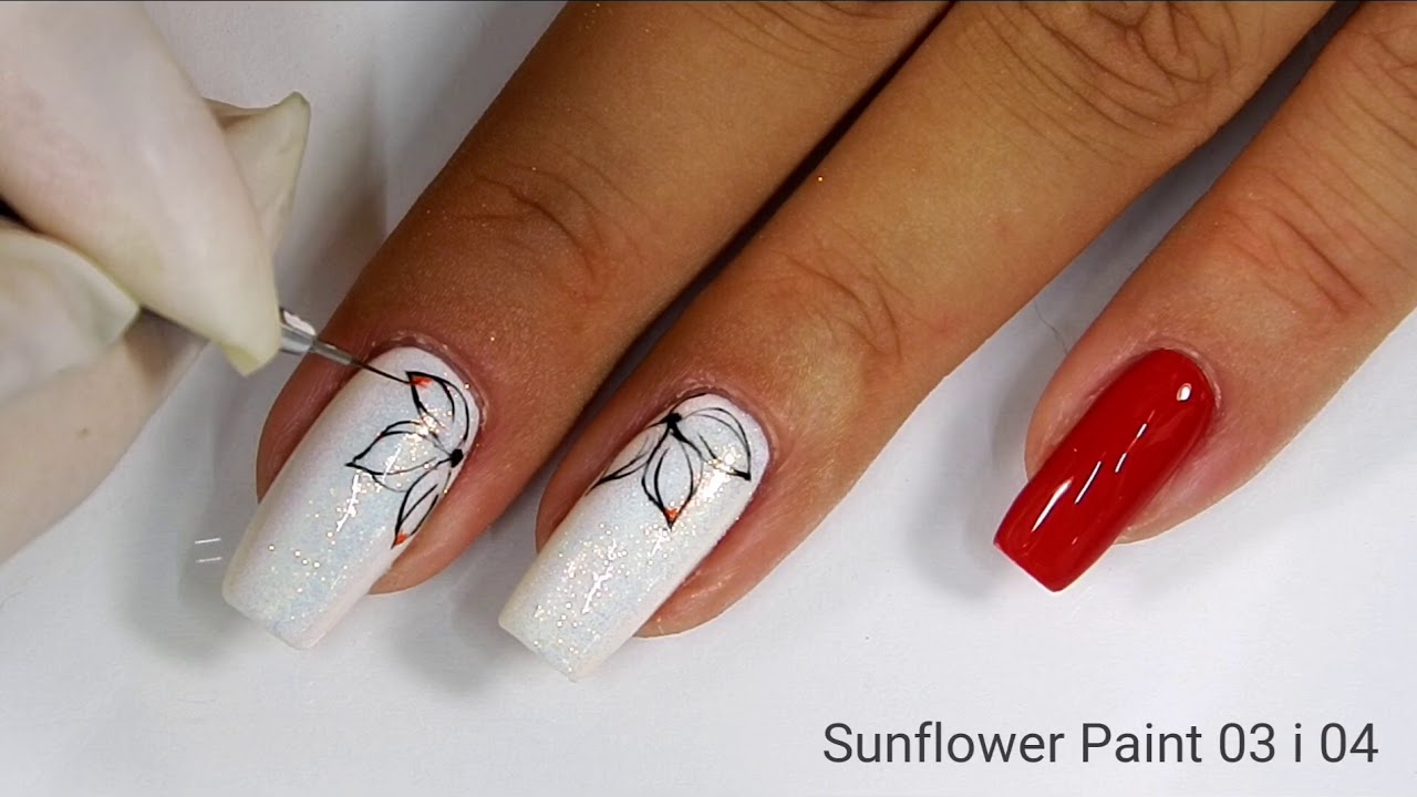 Red nails and flowers tint / SUNFLOWER Professional