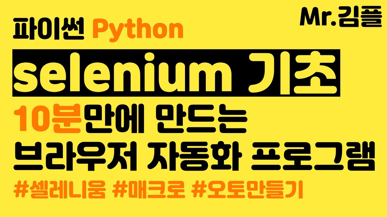 파이썬 자동화 selenium 사용법 브라우저 매크로 프로그램 만들기