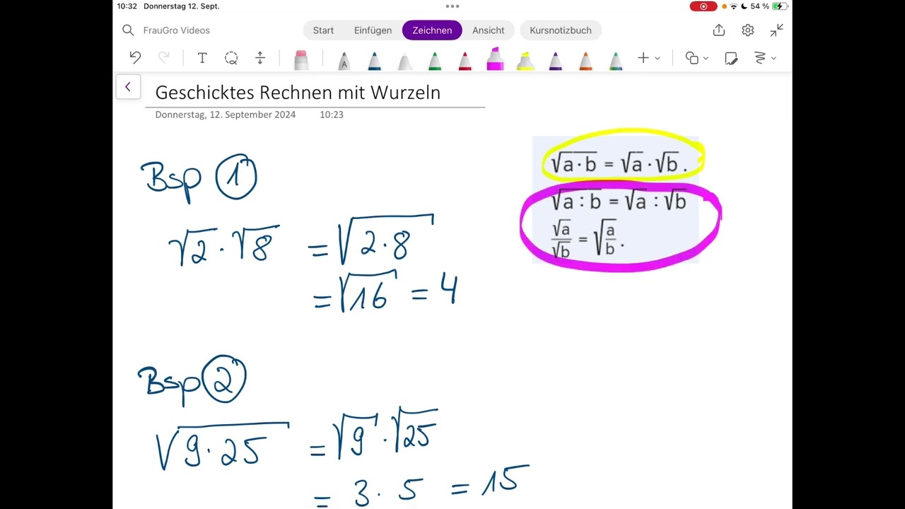 Geschicktes Rechnen mit Wurzeln