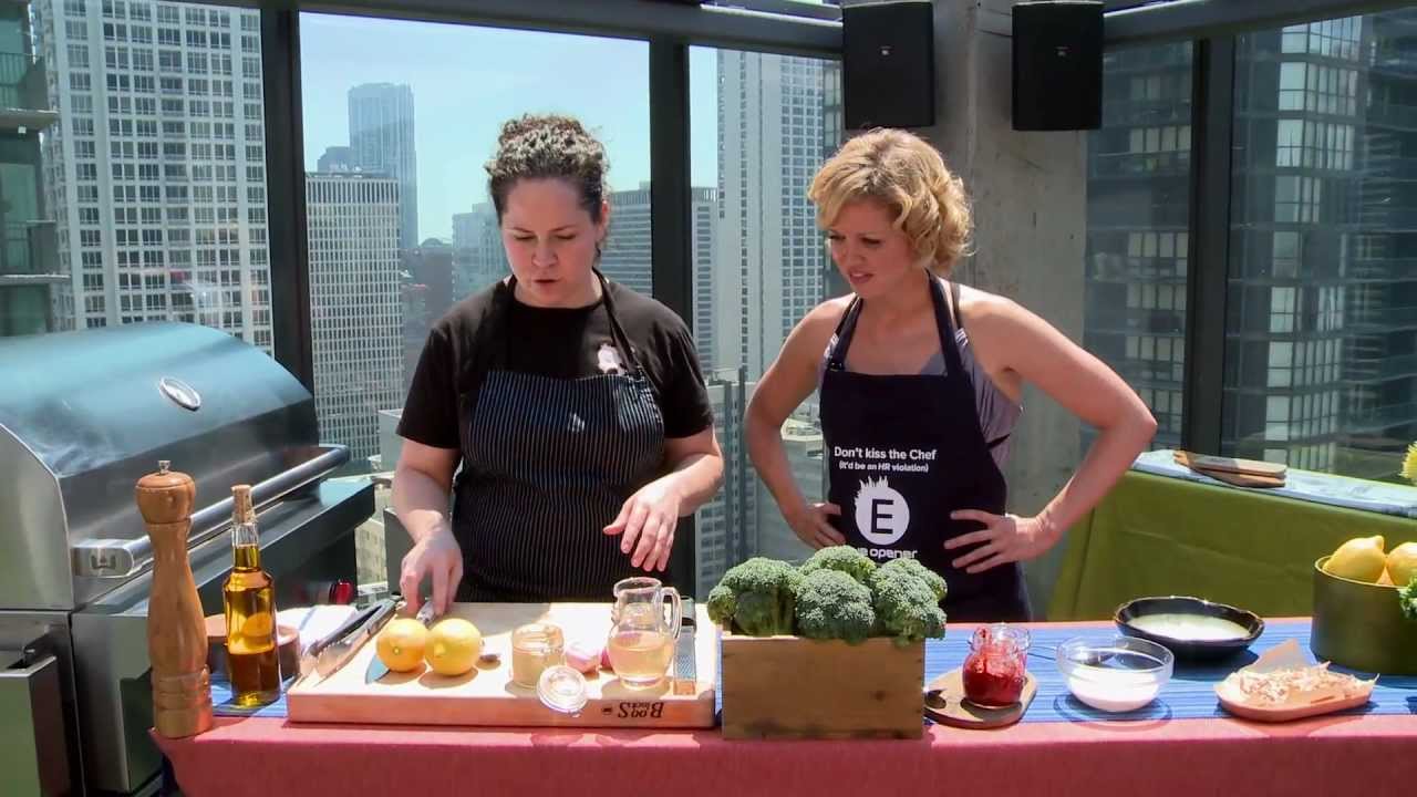 Grilling with Stephanie Izard: Broccoli with Crispy Onions and Bleu Cheese Cream
