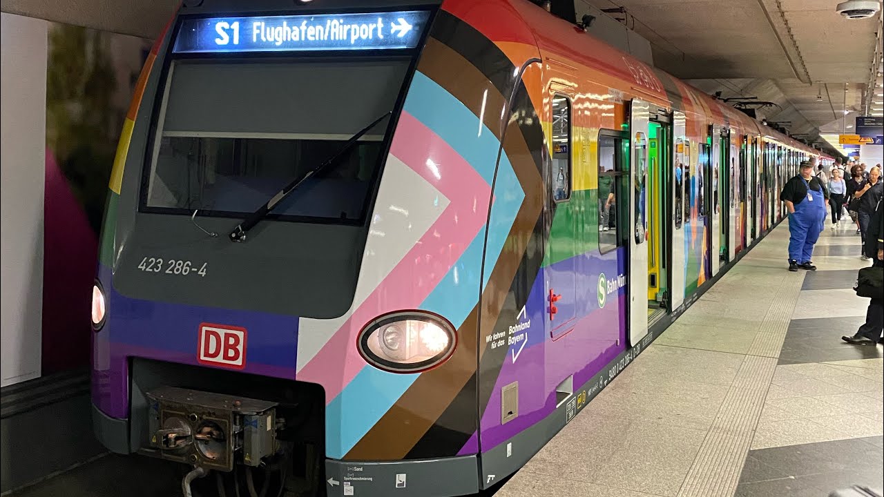 In der 🌈🏳️‍🌈🏳️‍⚧️ S-Bahn München 423 als S1 vom Flughafen zum Leuchtenbergring + 140 km/h und SOUND
