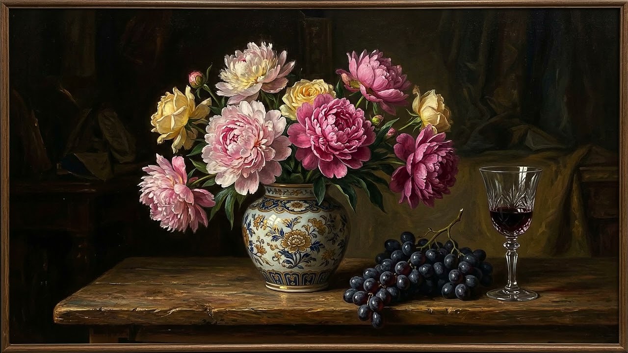 Baroque Floral Still Life with Wine 4K (2 Hours) | Art Screensaver for TV & Elegant Visual Ambience