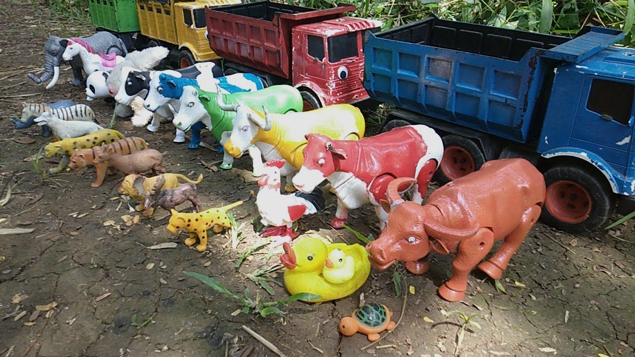 Truk Oleng Angkut Suara Sapi Moo Bebek Lucu Ayam Harimau Gajah Kuda Rusa Kambing Macan Panda Kelinci