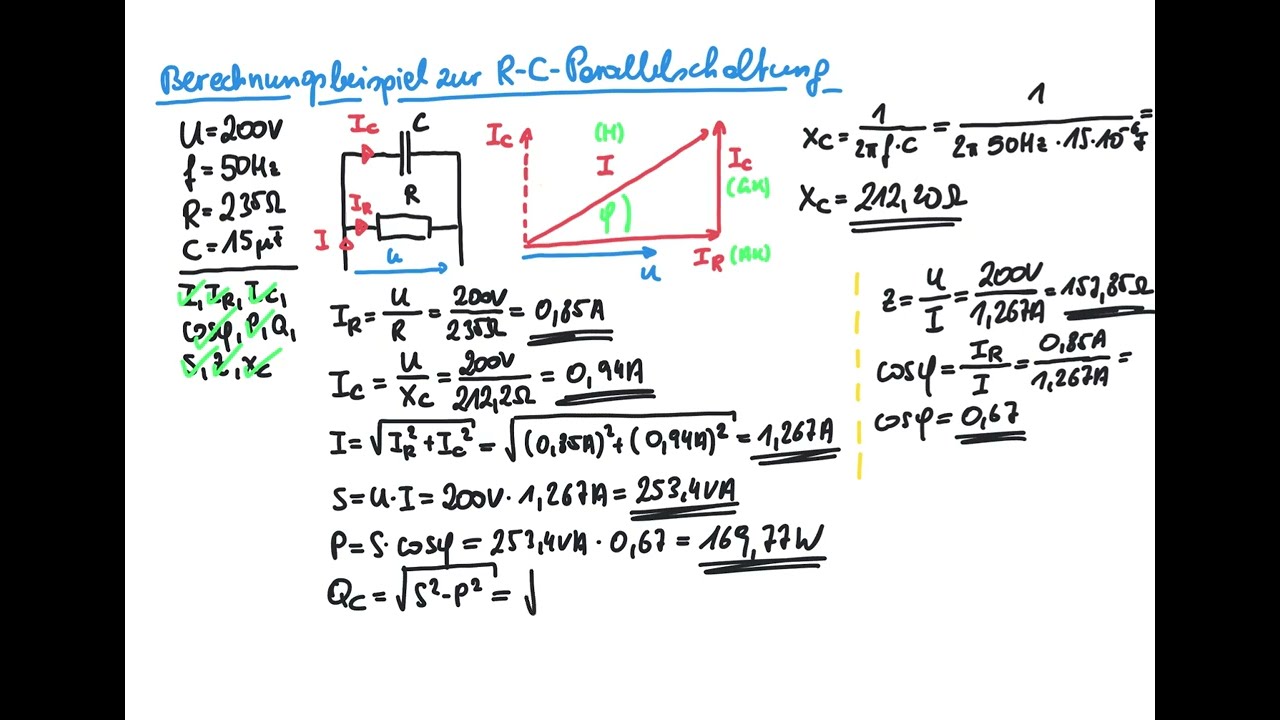 Berechnungsbeispiel zur R - C Parallelschaltung