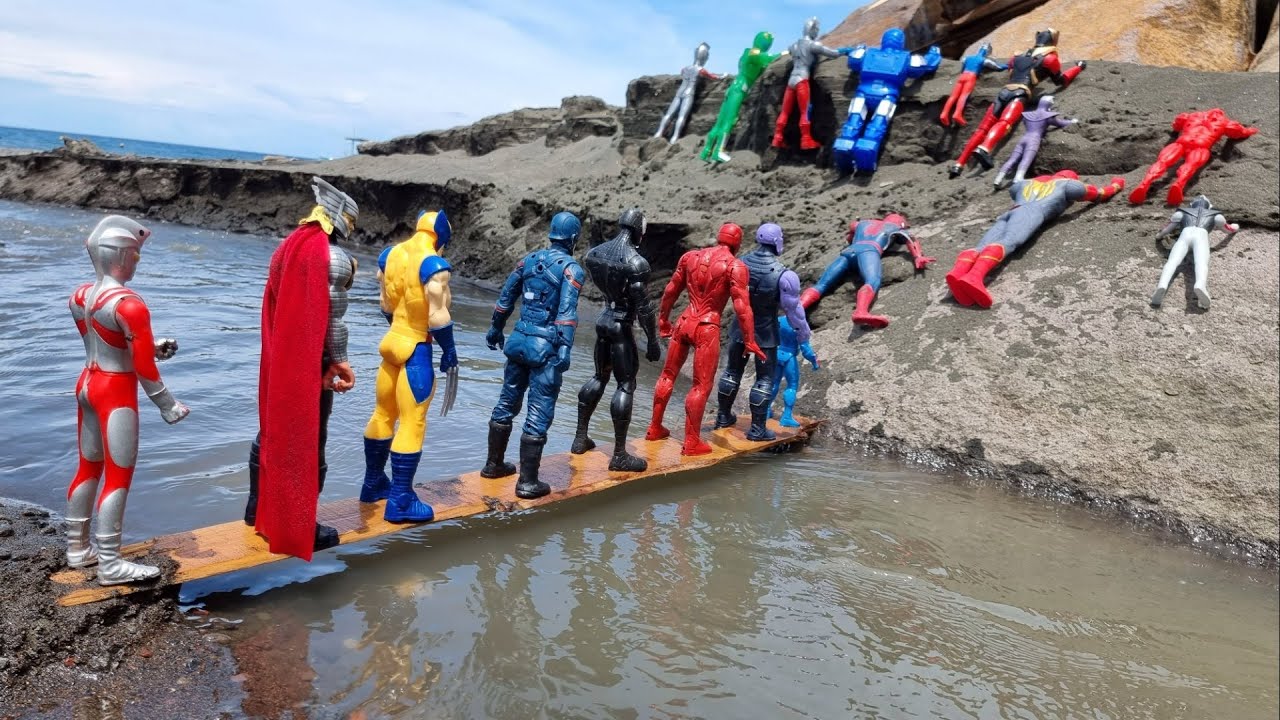 IRON MAN RAKSASA DAN SPIDERMAN JATUH KE JURANG, THOR DAN SPIDERMAN JAHAT JATUH DI JEMPATAN SUNGAI