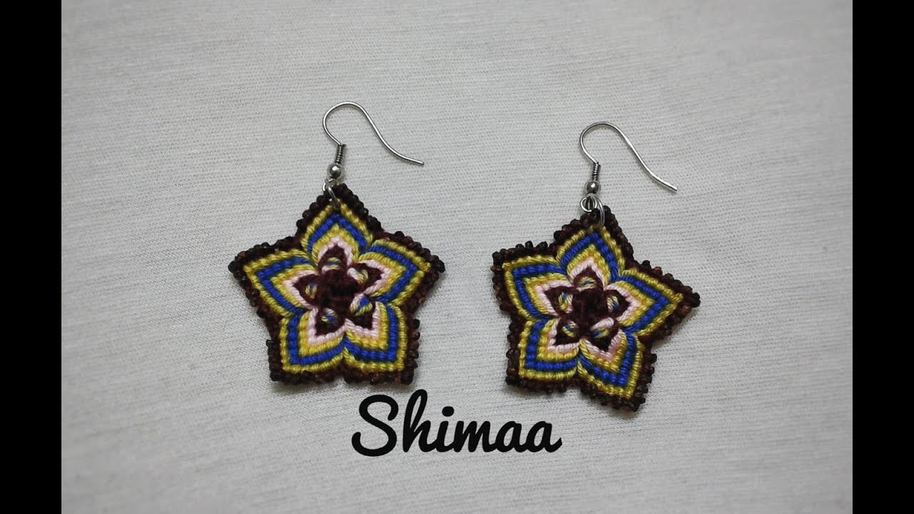 طريقه عمل حلق اكسسوار|حلق بالخيوط بطريقه المكرميه والمانديلا(اساور الصداقة/Macrame earrings