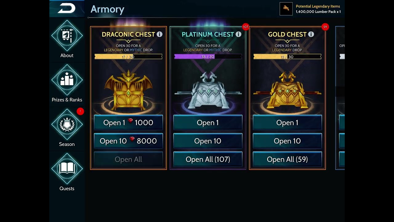 107 Platinum  chest drops War Dragons Valorcrest Season 2024