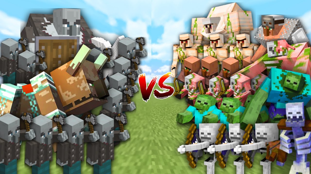 MINECRAFT RAID vs ALL MOBS ARMY in Minecraft Mob Battle
