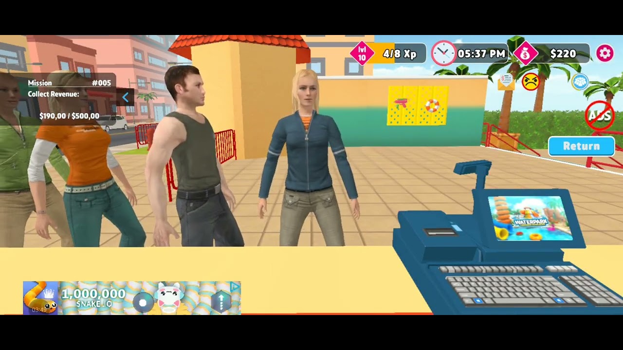 Jogando jogo de piscina ( jogo de simulação)