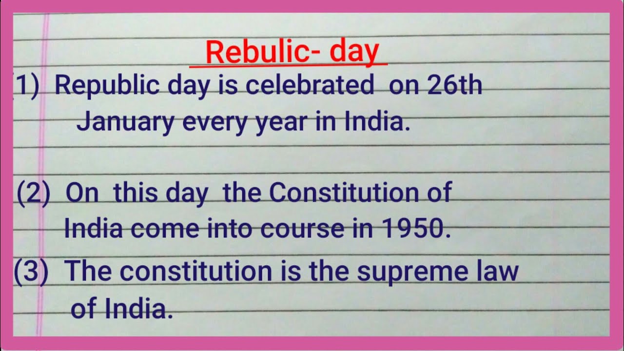 10 line Essay Republic day on English // 10 line essay in English //Essay writing