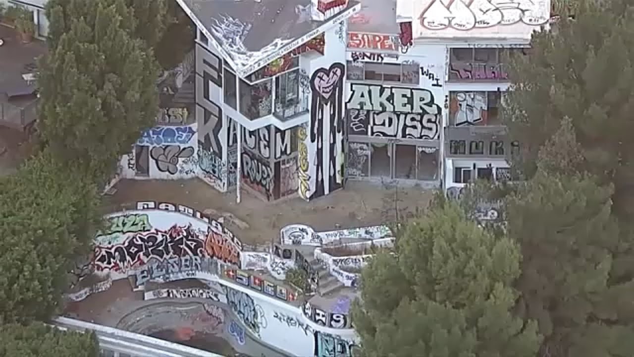 Abandoned Hollywood Hills mansion covered in graffiti, taken over by taggers and squatters