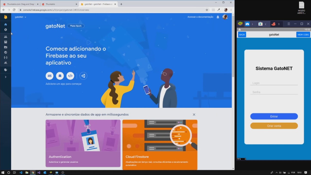 Criando a tela de login e configurando o Firebase | Thunkable #1