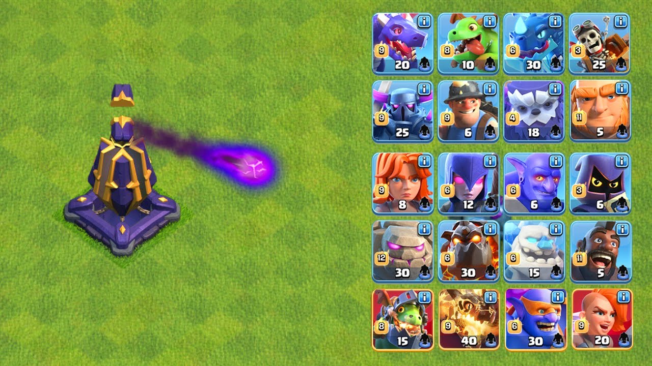 NOVA DEFESA MONÓLITO CONTRA TODAS AS TROPAS E SUPERTROPAS DO CLASH OF CLANS!