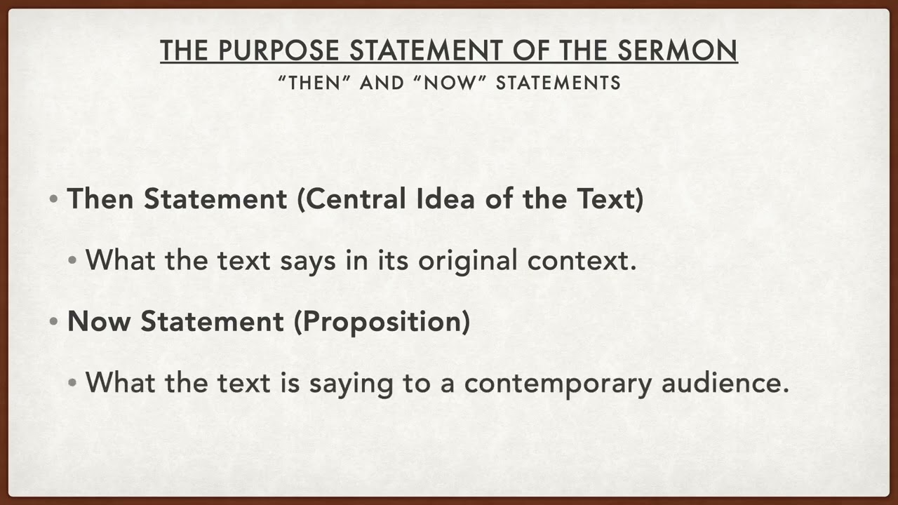 15   The Purpose Statement of the Sermon