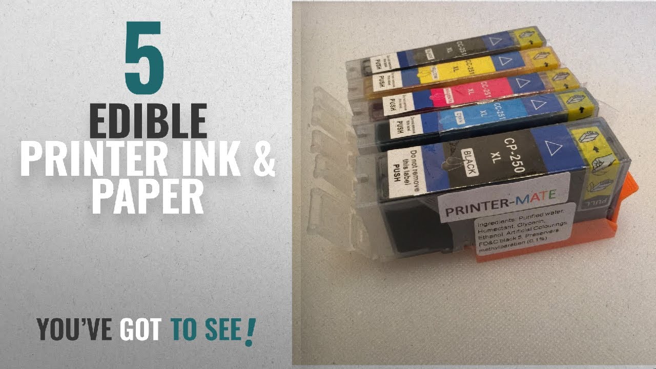 Top 10 Edible Printer Ink & Paper [2018]: Printer-Mate TM Replacement Edible Ink 5 Pack for PGI