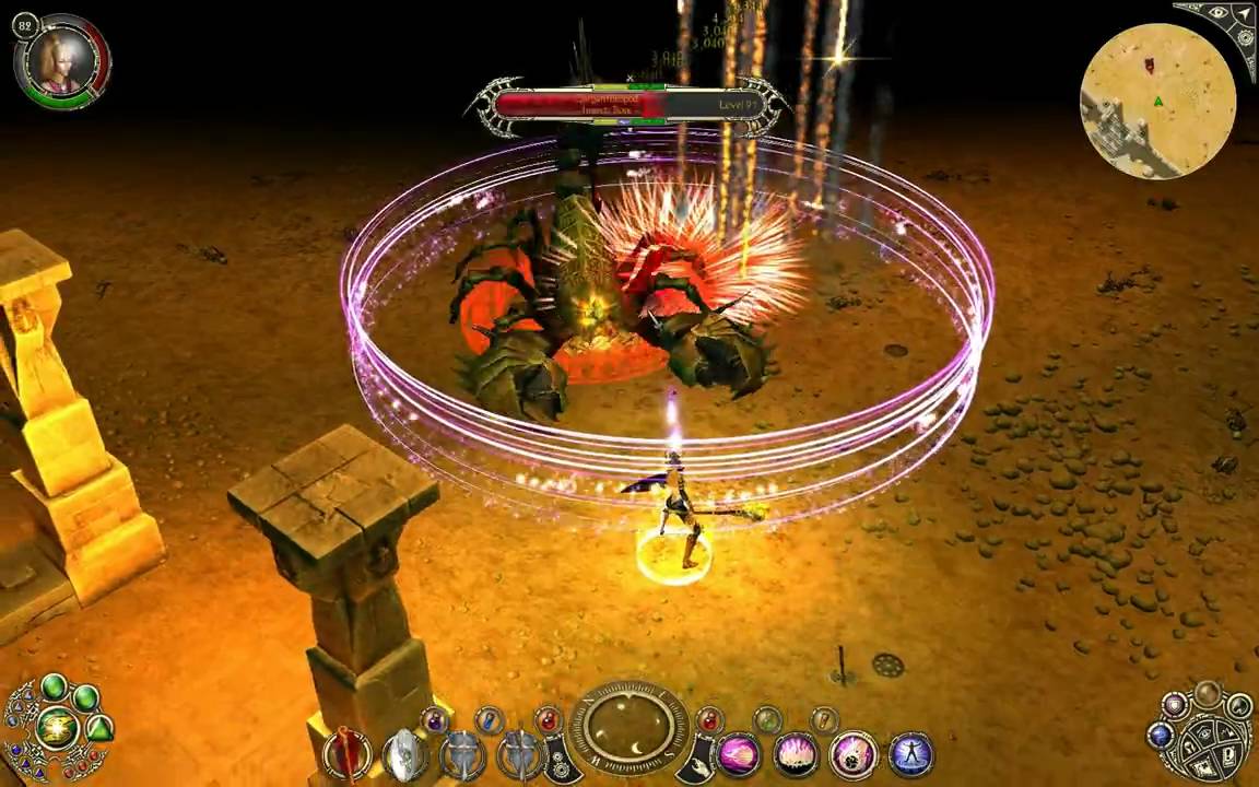 sacred 2 lvl 82 High Elf pyro build vs. Garganthropod Boss.