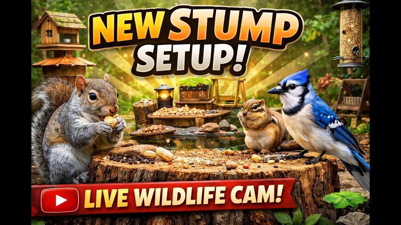 🔴 LIVE Squirrel Cam RESTART | New Camera Angle & Fresh Stump Setup 🐿️ Blue Ridge Mountains