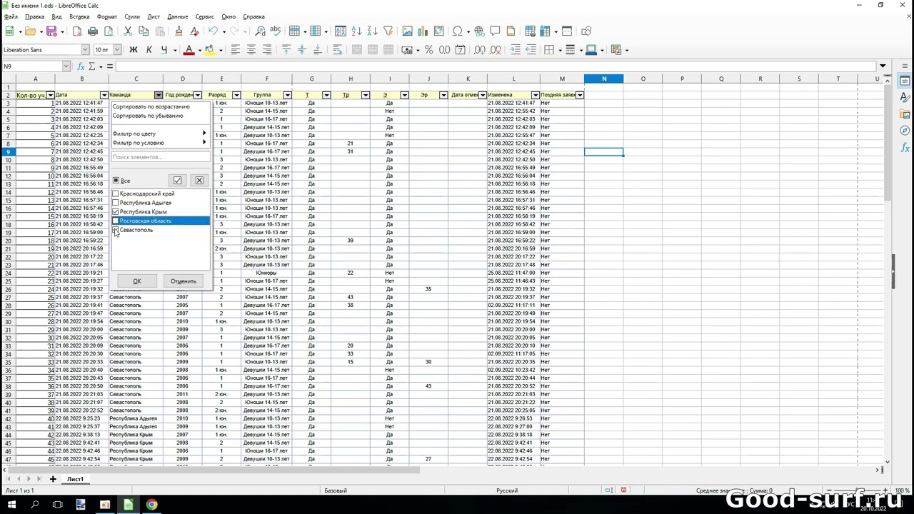 Фильтрация данных в таблицах LibreOffice Calc