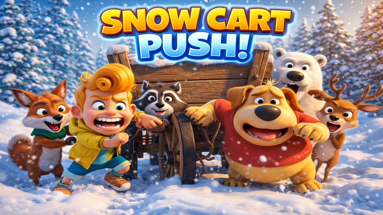 Maxi & Boltie   Snow Cart Push 🚜❄️  Funny Winter Farm Adventure with Teamwork Lessons