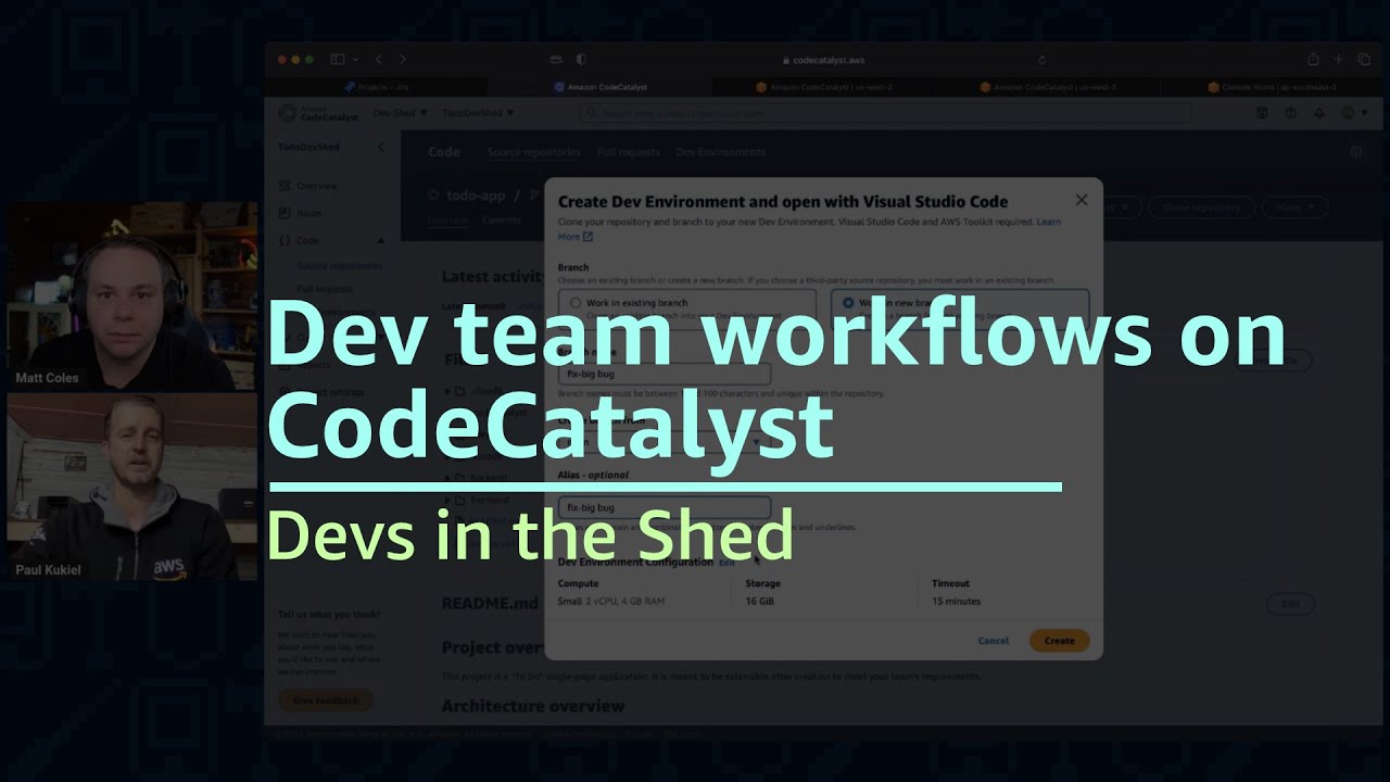 Dev team workflows on CodeCatalyst - Devs in the Shed