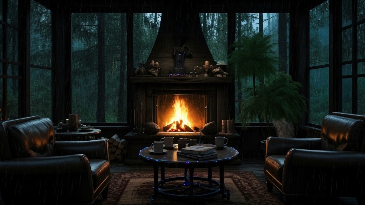Deep Sleep with Rain Sound in Forest Heavy Rain on Window for Fall Asleep Quickly