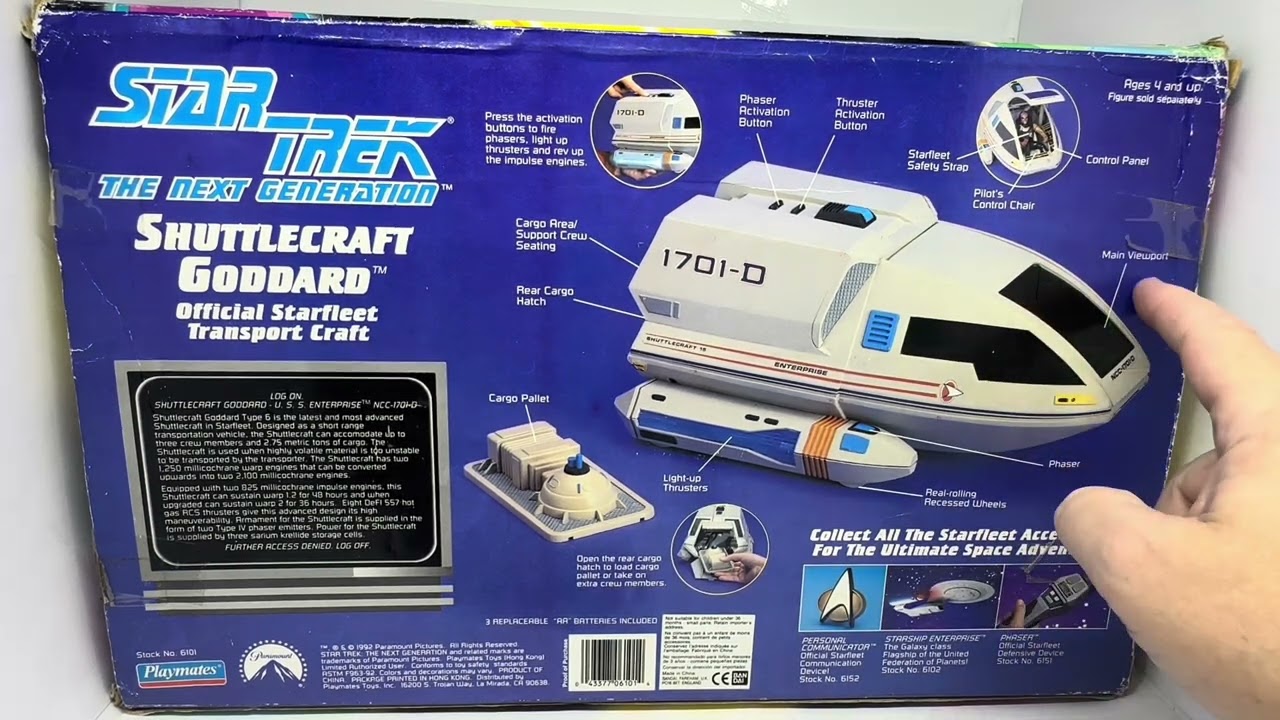 Vintage Playmates 1992 Star Trek The Next Generation Electronic Shuttlecraft Goddard 1701-D