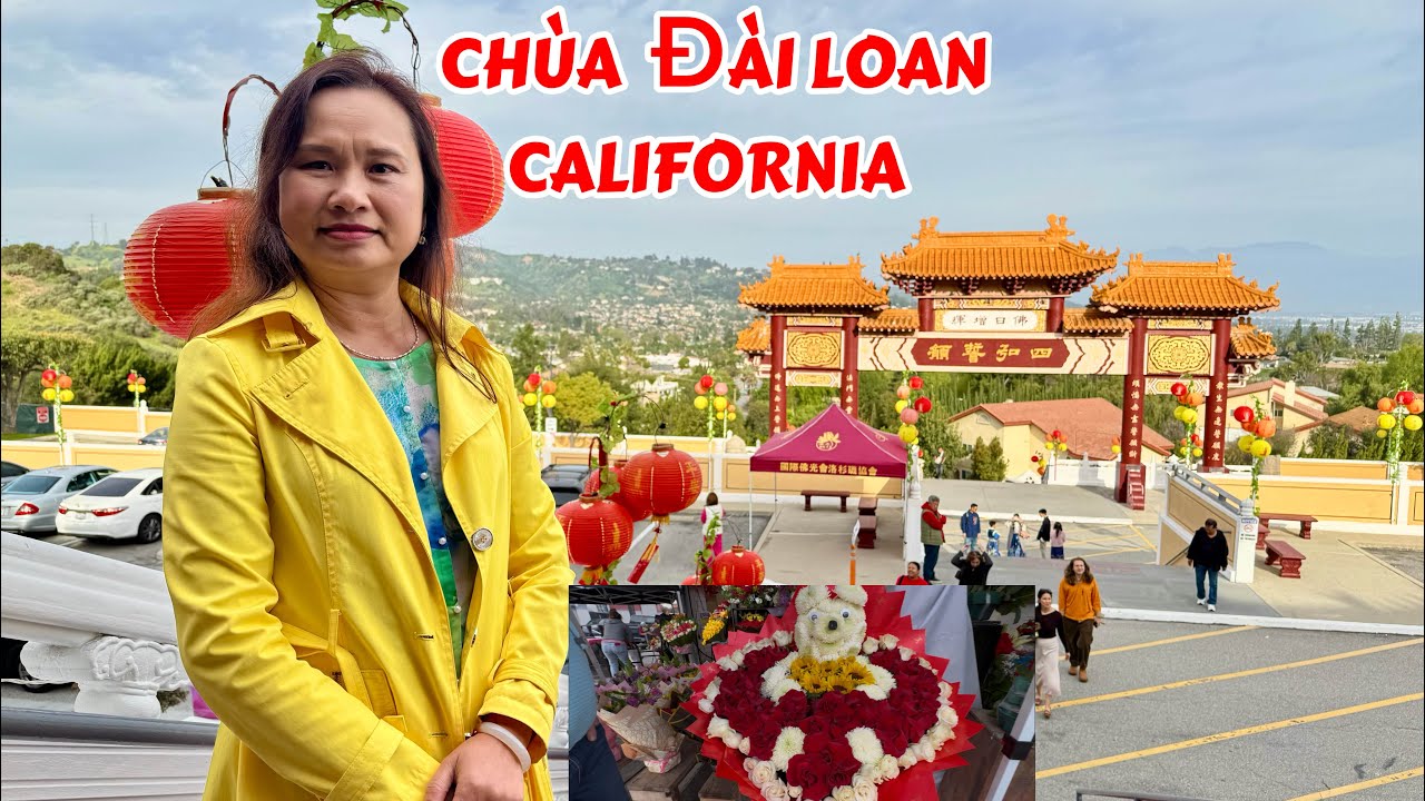 Đi chùa ĐÀI LOAN Ở CALI,ĐI ĐẾN CON ĐƯỜNG BÁN  ĐẲY HOA  HONG.