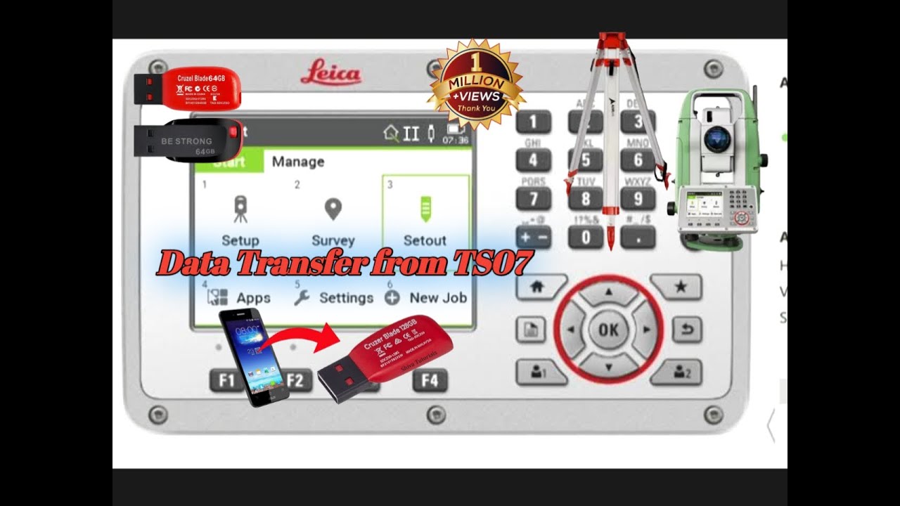 Leica_ TS07 Se Data transfer kaise karte hai. How to transfer Topography data from Leica_TS07 to pen