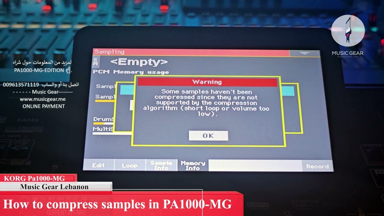 How to compress samples in PA1000 MG