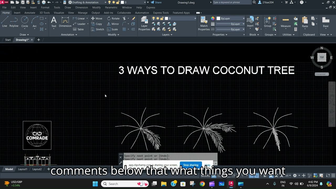 How to easily make coconut tree in AutoCAD ??