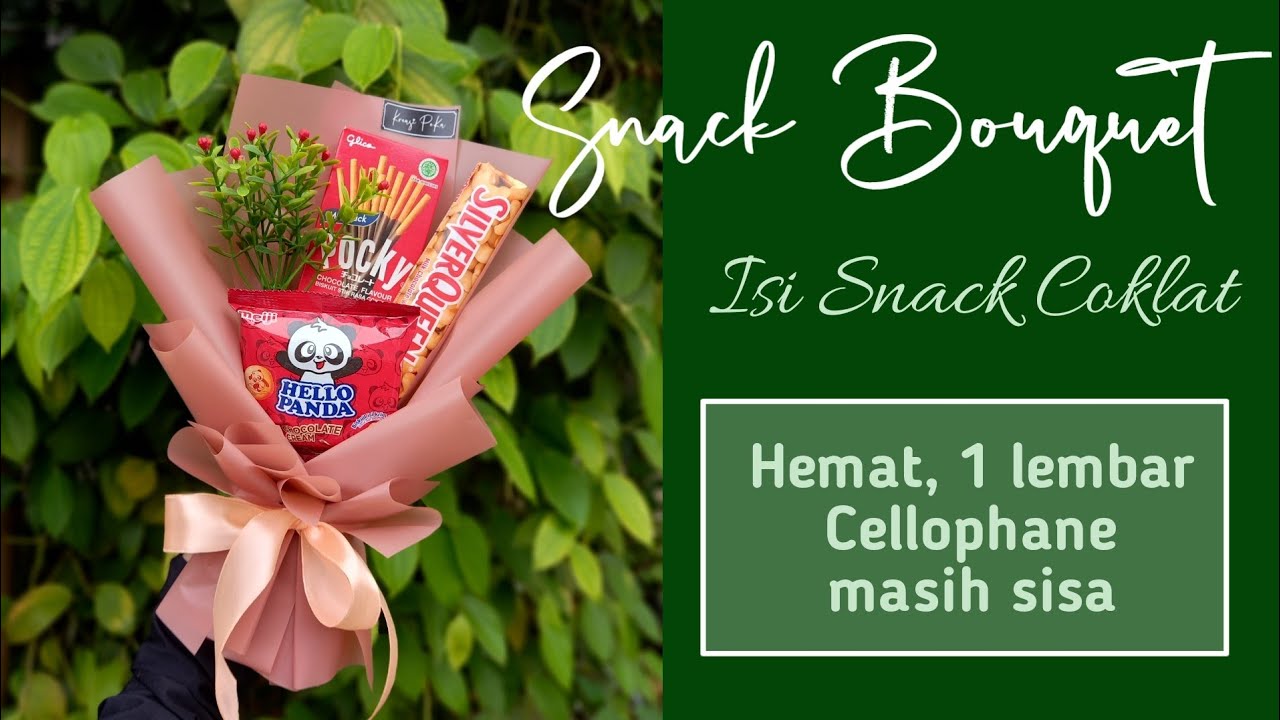 Tutorial Buket Snack isi Pocky, Coklat Silverqueen dan Hello Panda || DIY Chocolate Bouquet
