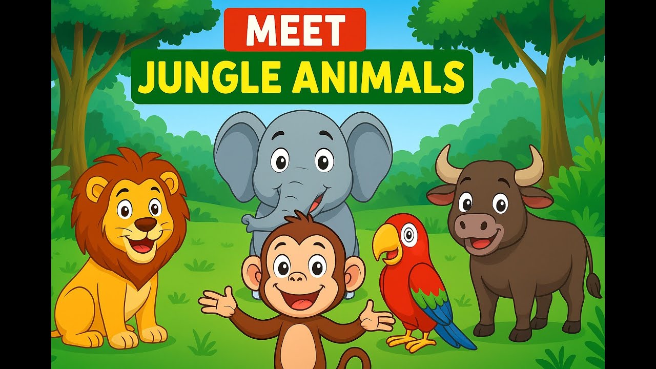 Meet Jungle Animals for Kids &ndash; Monkey, Lion, Elephant, Parrot & Buffalo | Fun Preschool Learning Ask