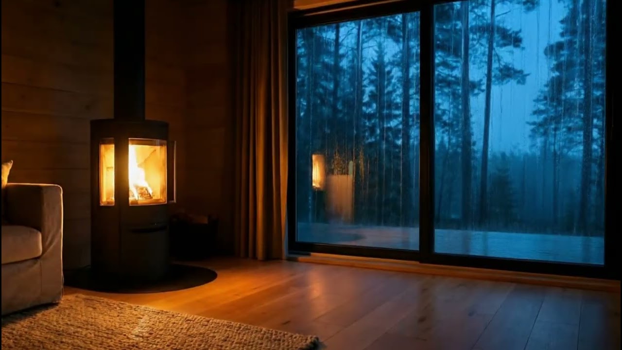 You’ll Fall Asleep in 5 Minutes 😴 Heavy Rain on Cabin Window & Cozy Fireplace (8 Hours)