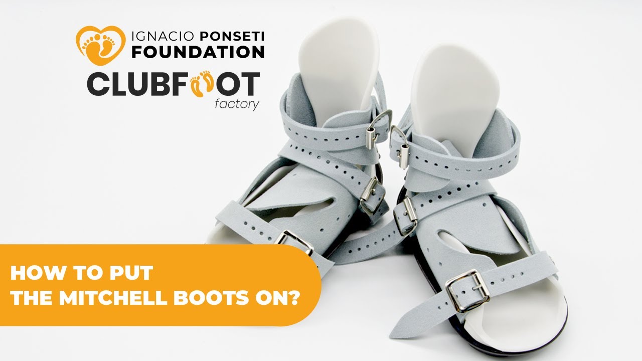 How to put the Mitchell boots on for a child? (English subtitles)