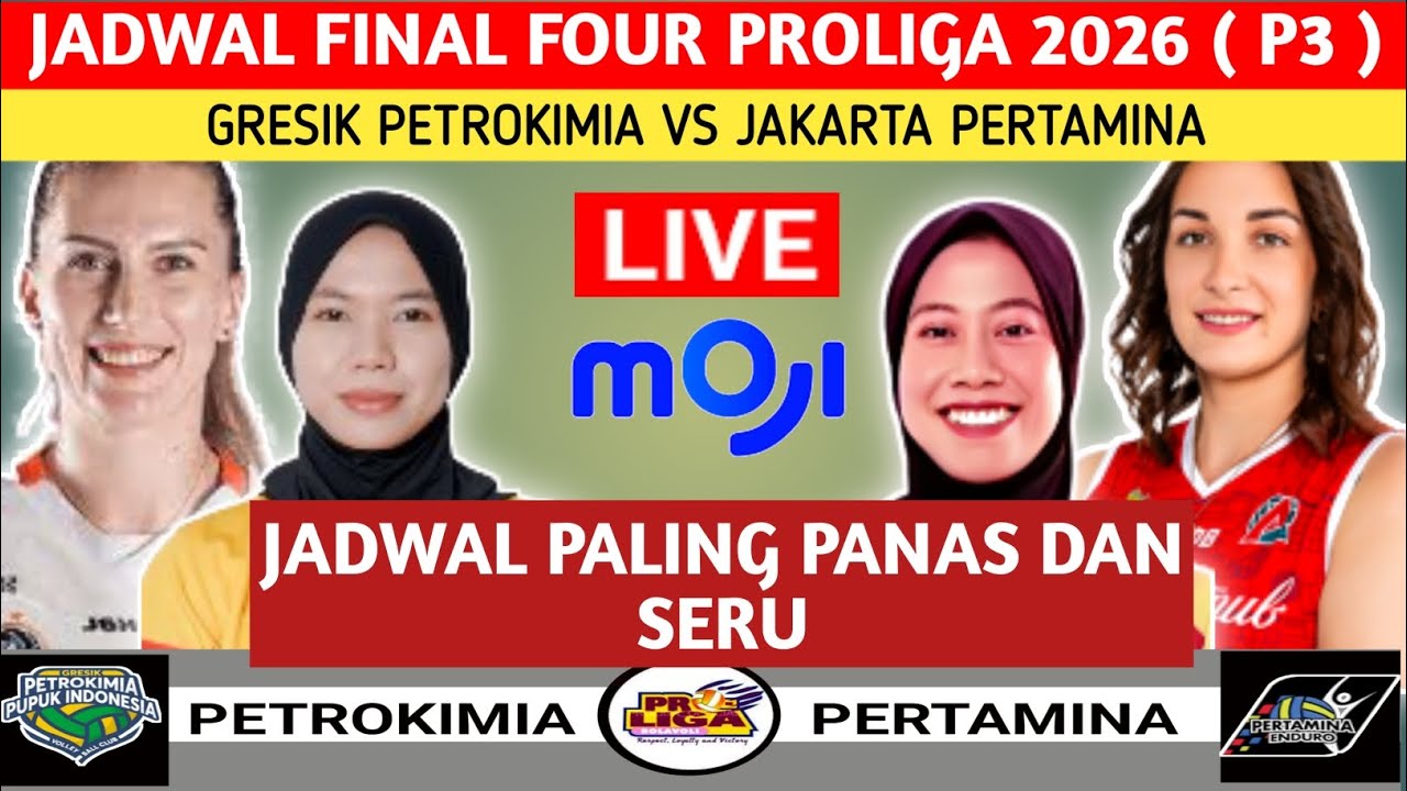 Jadwal Final Four Proliga 2026 Hari ini Putaran Ke 3 - Gresik Petrokimia vs Jakarta Pertamina Enduro