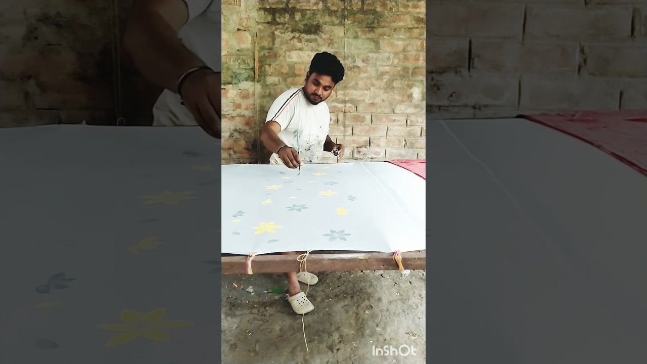 Hand-painted flowers in fabric paint 