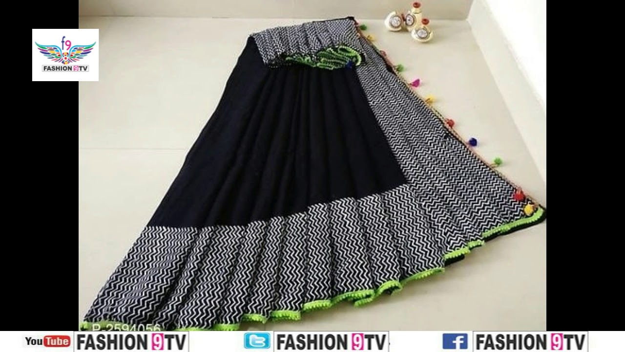 latest designer mal mal silk digital print sarees with price/fashion9tv