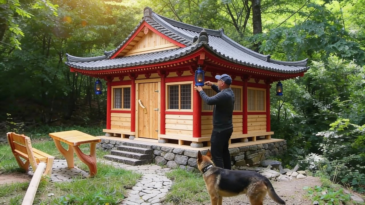 45 Days Alone: Building a Bushcraft Wooden and Stone House in the Forest